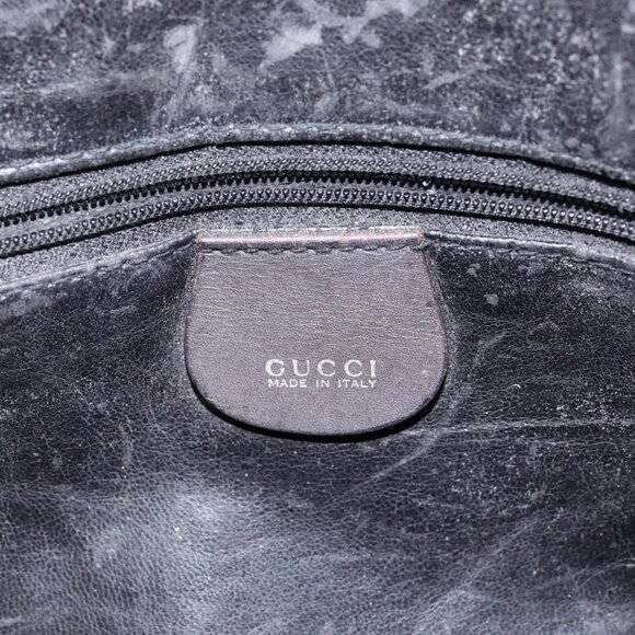 GUCCI Bamboo Shoulder Bag Suede 2way Dark Brown Gold Auth - Picture 12 of 16